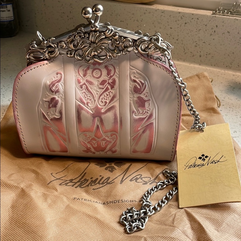 Patricia Nash Pink Floral Clutch with Chain Strap